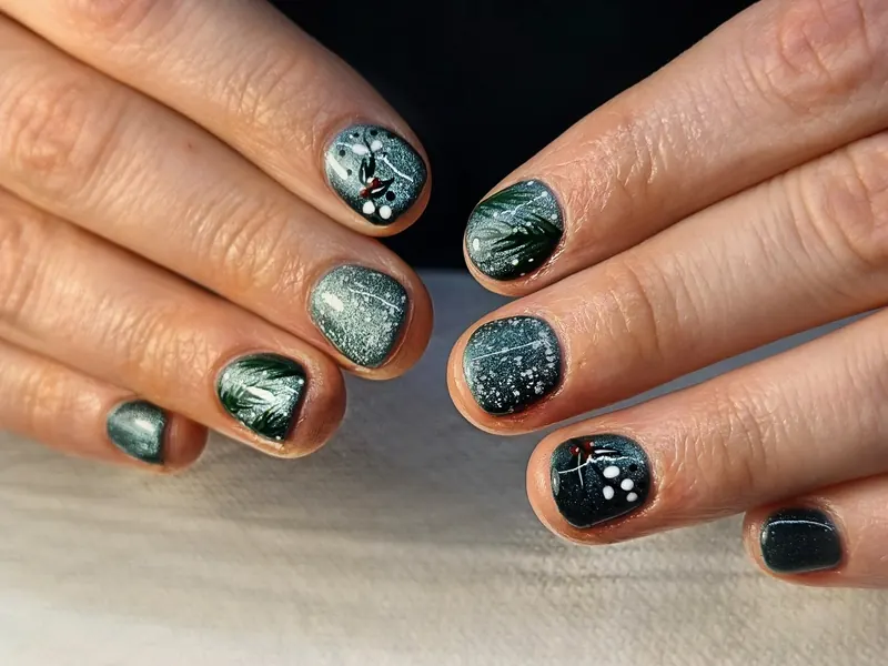 Deep green gel with hand-painted star detail
