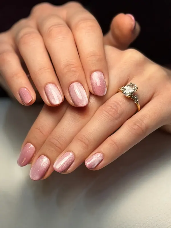 Soft pink gel with a glossy finish