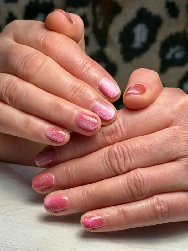 Pink shimmer chrome gel set