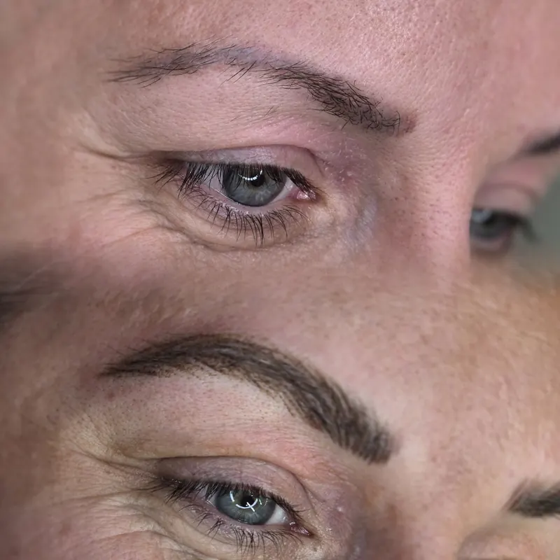 Close-up of permanent brow work
